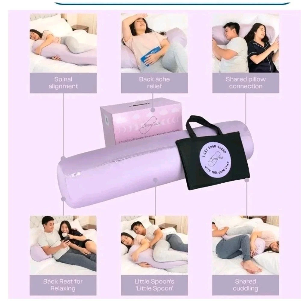 SleepStick Foam Core Body Pillow 40x10 Lavender Lyocell Cover Orthopedic Bolster